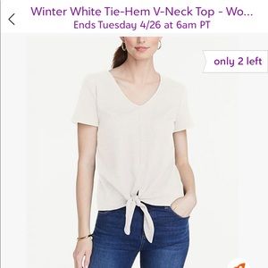 Ann Taylor Factory Winter White Tie-Hem V-Neck Top-Women